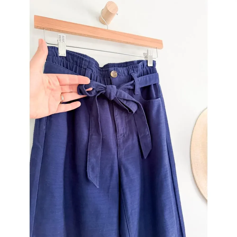 JCrew Factory | NWT Petite Twill paper-bag full-length pant Navy Blue | Sz 00P